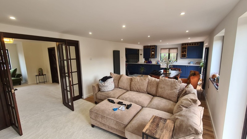 Open-plan living room after a house refurbishment in Shoeburyness