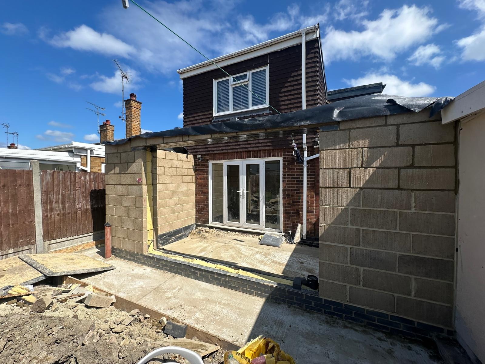 New brick extension with glazed doors