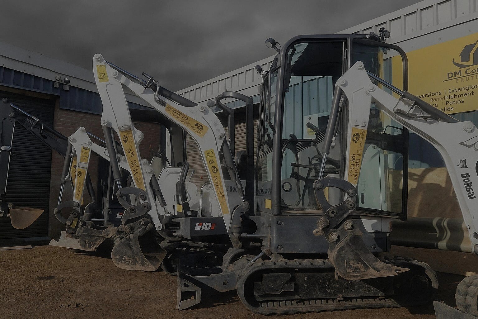 Mini digger on a groundwork site in Southend-on-Sea